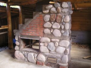 Masonry Heater at Alejandra's - Kitchen-side View