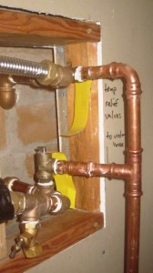 details of plumbing coming out of firebox