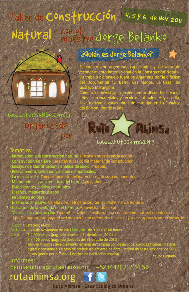 ahimsa_posterBELANKOweb natural building workshop with Jorge Belanko poster