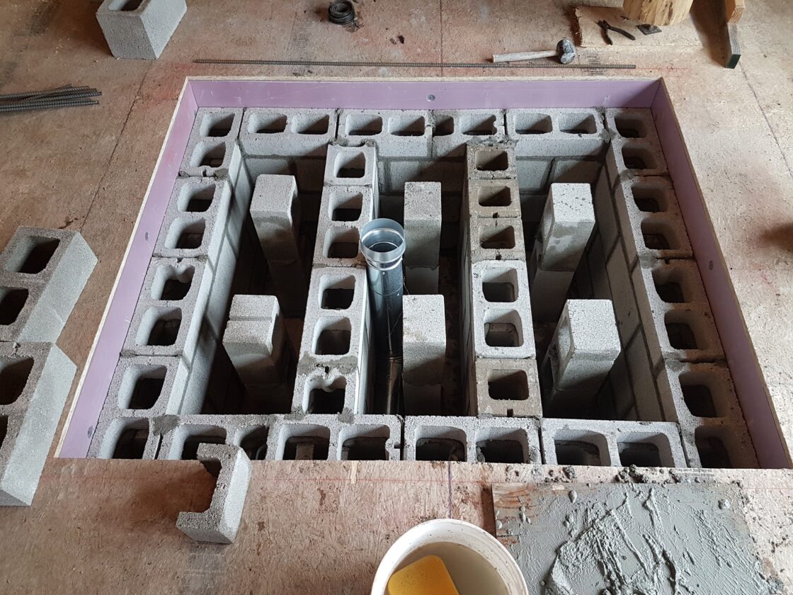 Masonry Heater Foundation Construction Sequence